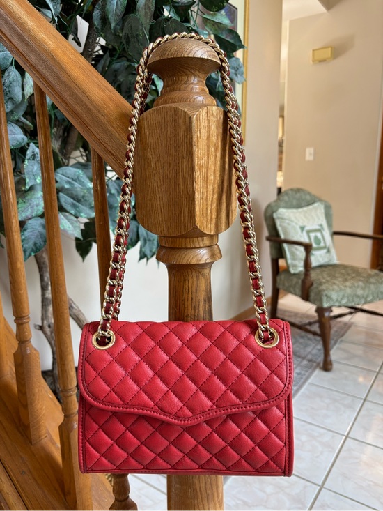 Rebecca Minkoff Handbags - REBECCA MINKOFF Red Leather Quilted Chain Shoulder Bag